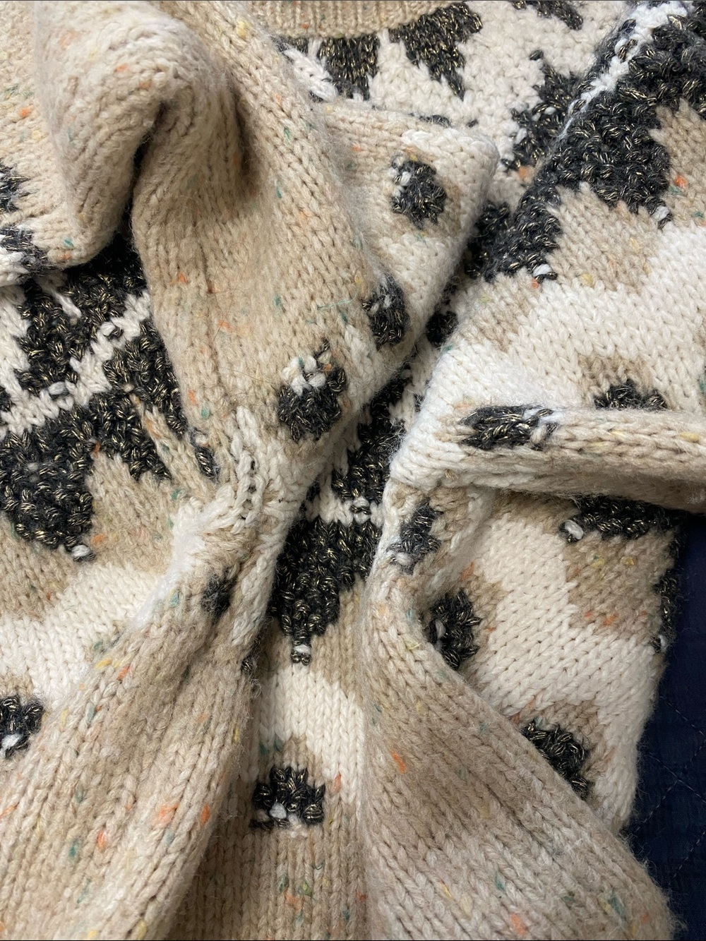 Fair Isle Turtleneck Sweater In Neutral Tones Sz S - Picture 8 of 13